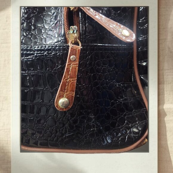 Samantha Brown Croco Black Brown Weekender Bag | Carryon Luggage | Makeup Case - Picture 6 of 7